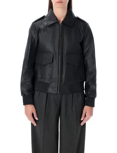 Sessun Women's Leather Zip Front Jacket In Black