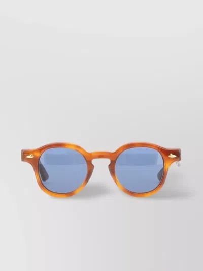 Sestini Curved Round Slim Tinted Sunglasses In Orange