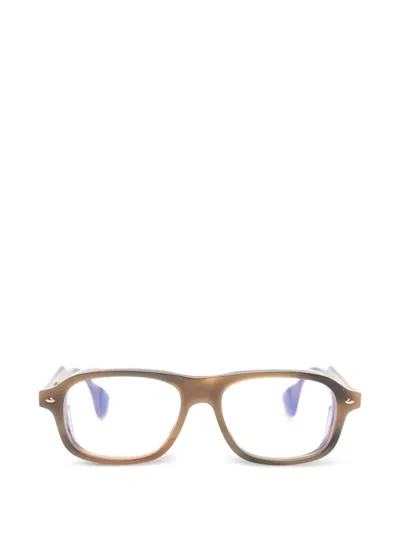 Sestini Eyewear Gestreifte Brille Mit Brauensteg In Brown