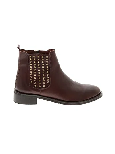 Pre-owned Sesto Meucci Ankle Boots In Burgundy