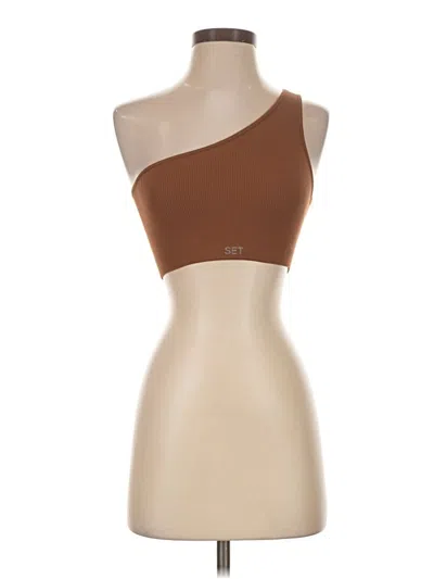 Pre-owned Set Active Active Tank Top In Brown
