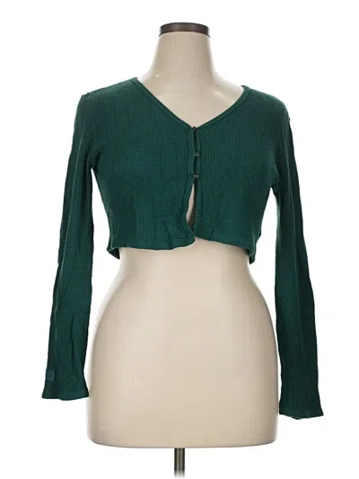 Pre-owned Set Active Long Sleeve Henley Shirt In Green