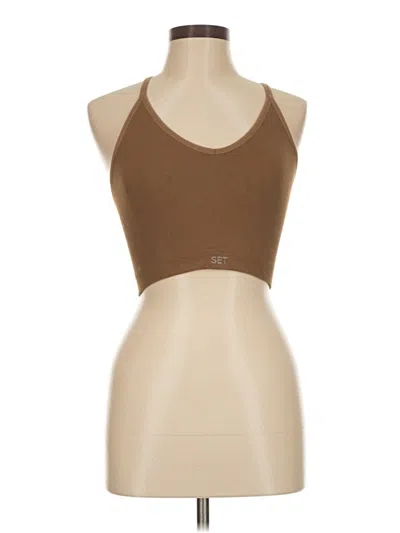 Pre-owned Set Active Tank Top Brown Halter Neckline Tops