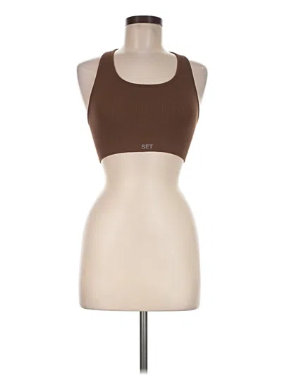 Pre-owned Set Active Tank Top Brown Halter Neckline Tops