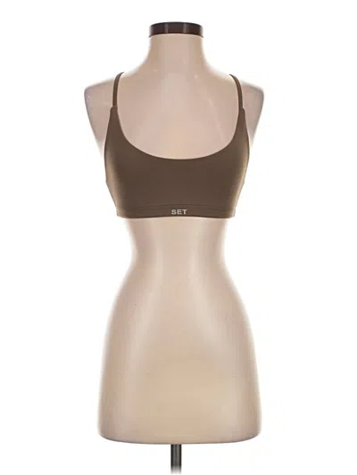 Pre-owned Set Active Tank Top Brown Strapless Neckline Tops