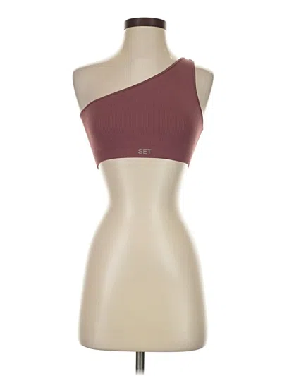 Pre-owned Set Active Tank Top Burgundy One Shoulder Neckline Tops