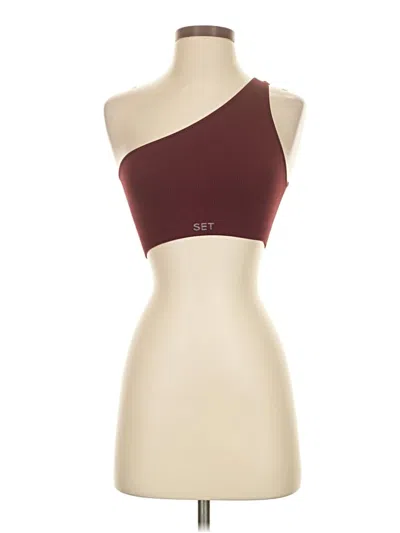 Pre-owned Set Active Tank Top Burgundy One Shoulder Neckline Tops