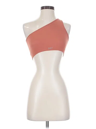 Pre-owned Set Active Tank Top Orange One Shoulder Neckline Tops