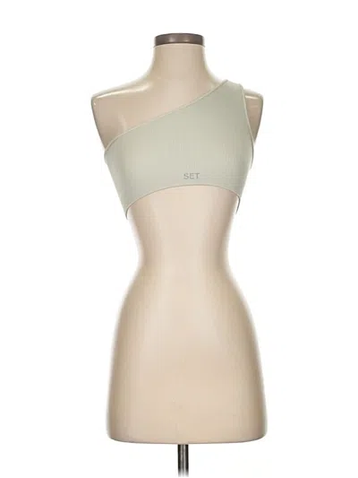 Pre-owned Set Active Tank Top Tan One Shoulder Neckline Tops In Brown