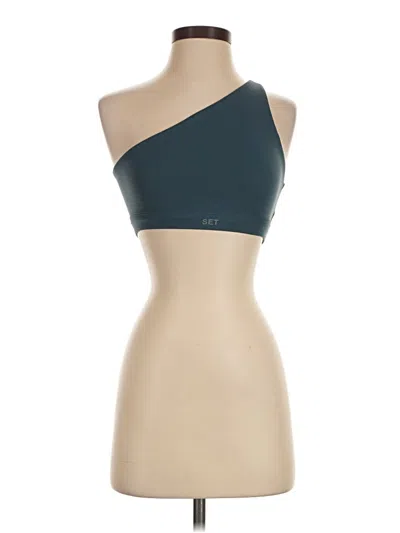 Pre-owned Set Active Tank Top Teal One Shoulder Neckline Tops
