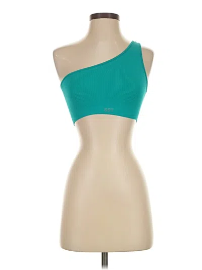 Pre-owned Set Active Tank Top Teal One Shoulder Neckline Tops In Blue