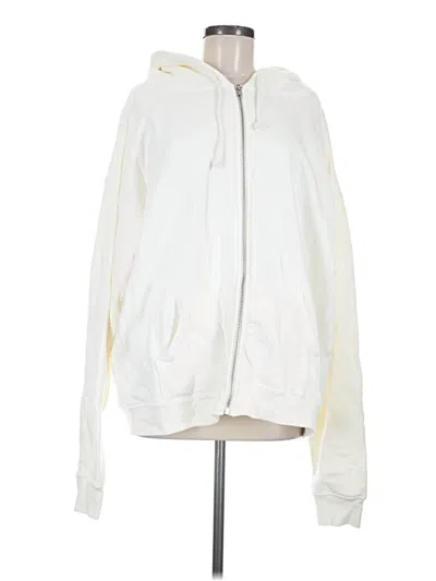 Pre-owned Set Active Zip Up Hoodie In White