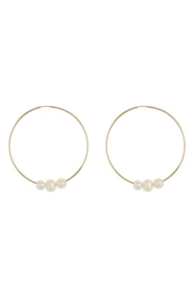 Set & Stones 7-7.5mm Freshwater Hoop Earrings In Gold/ Pearl