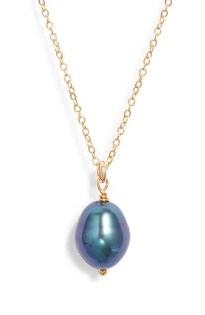Set & Stones Adelle Keshi Pearl Pendant Necklace In Gold/peacock