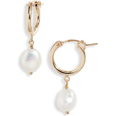 Set & Stones Adelle Keshi Pearl Hoop Earrings In Gold