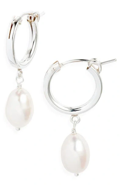 Set & Stones Adelle Keshi Pearl Hoop Earrings In Silver