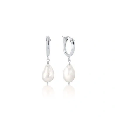 Set & Stones Adelle Pearl Hoop Earrings In White