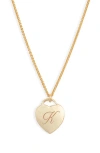 Set & Stones Alice Initial Heart Pendant Necklace In Gold/k