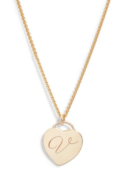 Set & Stones Alice Initial Heart Pendant Necklace In Gold/v