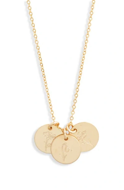 Set & Stones Birth Flower Necklace In Gold