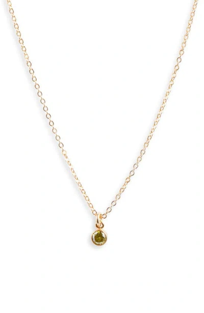 Set & Stones Birthstone Charm Pendant Necklace In Gold / August