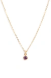 Set & Stones Birthstone Charm Pendant Necklace In Gold / February