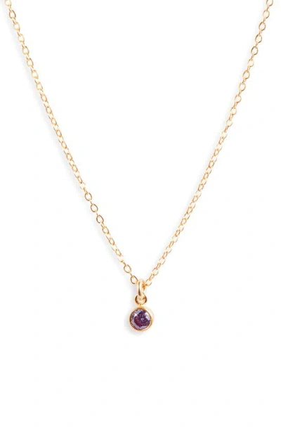Set & Stones Birthstone Charm Pendant Necklace In Gold / February