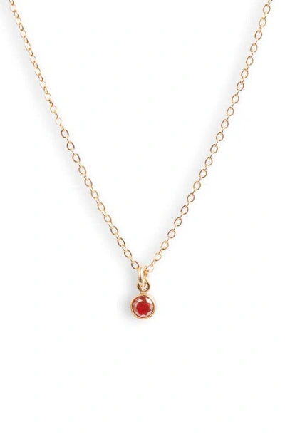 Set & Stones Birthstone Charm Pendant Necklace In Gold / July