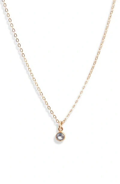 Set & Stones Birthstone Charm Pendant Necklace In Gold / March
