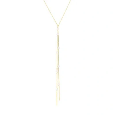 Set & Stones Bobbi Pearl Lariat Necklace In Gold