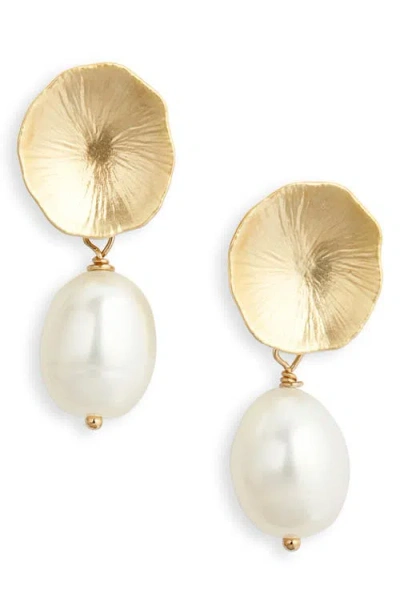 Set & Stones Dylan Freshwater Pearl Drop Earrings In Gold