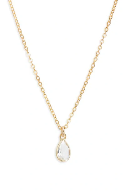 Set & Stones Everettt White Topaz Pendant Necklace In Gold