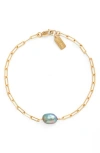 Set & Stones Jewellea Freshwater Pearl Bracelet In Gold / Peacock