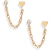 Set & Stones Josie Double Piercing Chain Drop Earrings In Gold