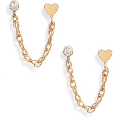 Set & Stones Josie Double Piercing Chain Drop Earrings In Gold