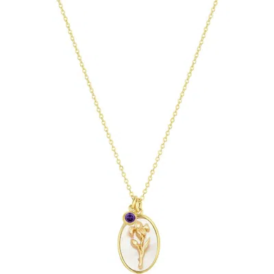 Set & Stones Katrina Birth Flower And Birthstone Charm Necklace In Gold