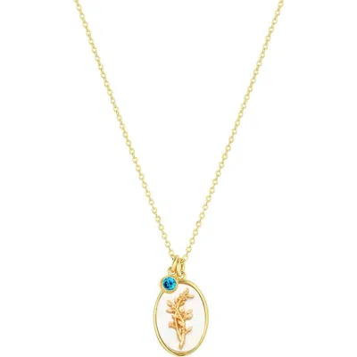 Set & Stones Katrina Birth Flower And Birthstone Charm Necklace In Gold