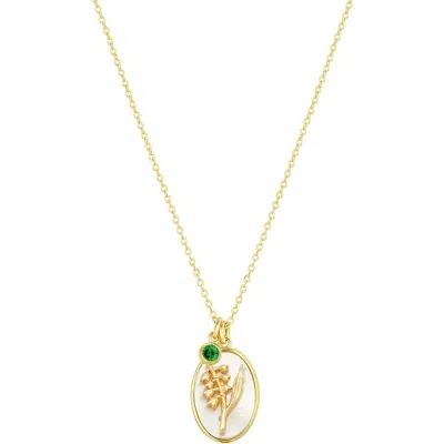 Set & Stones Katrina Birth Flower And Birthstone Charm Necklace In Gold