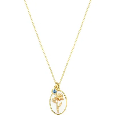 Set & Stones Katrina Birth Flower And Birthstone Charm Necklace In Gold