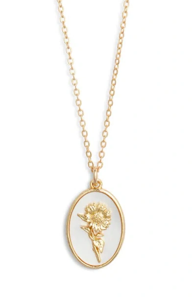 Set & Stones Katrina Birth Flower Pendant Necklace In Gold