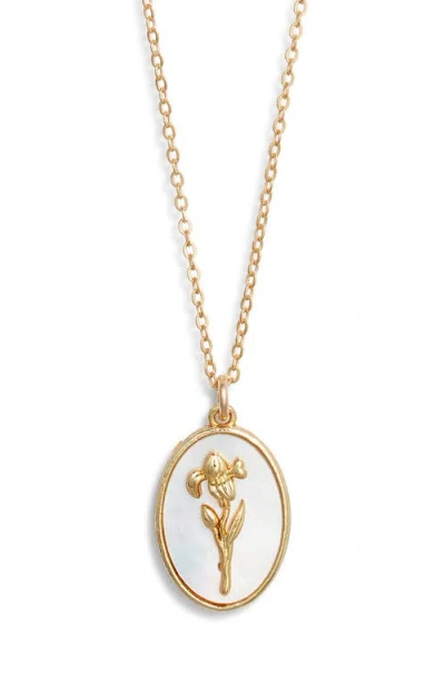 Set & Stones Katrina Birth Flower Pendant Necklace In Gold