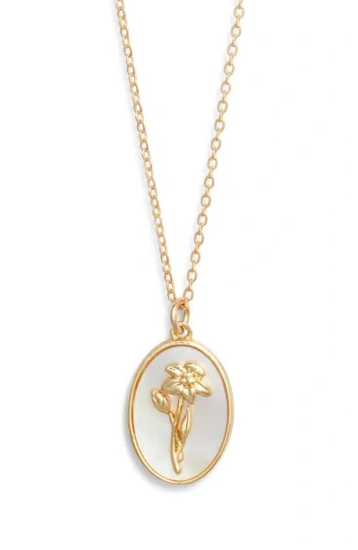 Set & Stones Katrina Birth Flower Pendant Necklace In Gold