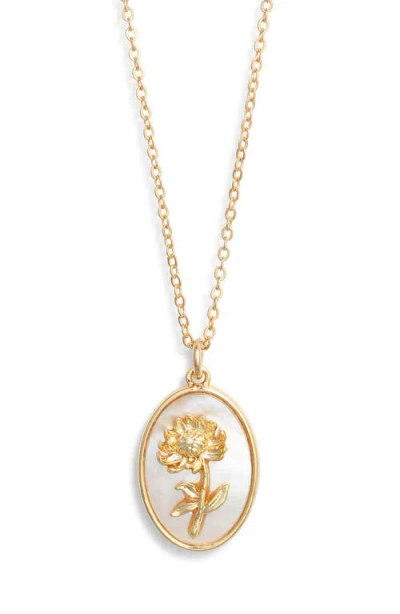 Set & Stones Katrina Birth Flower Pendant Necklace In Gold