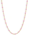 Set & Stones Kaz Bead Station Necklace In Gold/pink