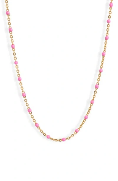 Set & Stones Kaz Bead Station Necklace In Gold/pink