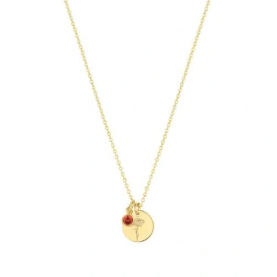 Set & Stones Lily Birth Flower And Birthstone Necklace In Gold