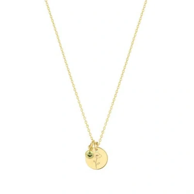 Set & Stones Lily Birth Flower And Birthstone Necklace In Gold