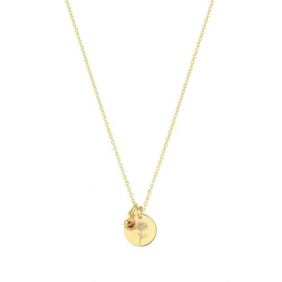 Set & Stones Lily Birth Flower And Birthstone Necklace In Gold
