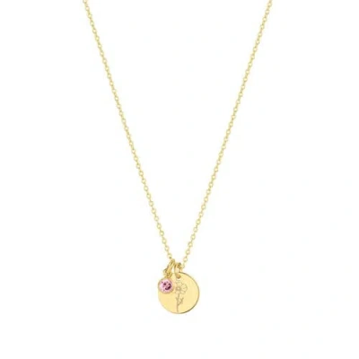Set & Stones Lily Birth Flower And Birthstone Necklace In Gold