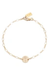 Set & Stones Lily Birth Flower Pendant Bracelet In Gold